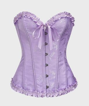 Sexy Jacquard Bustier Corset met Ruches en Push-Up Effect - Gothic Stijl