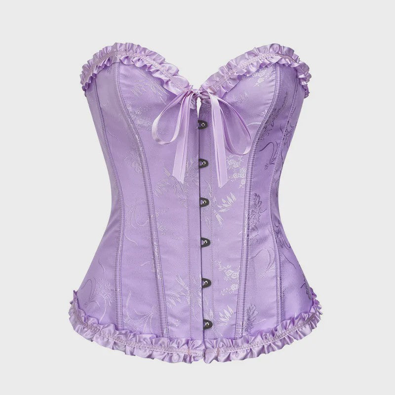 Sexy Jacquard Bustier Corset met Ruches en Push-Up Effect - Gothic Stijl