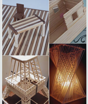 Bamboe Houten Stokjes - DIY Bouwmodel Materiaal voor Ambachten, Meubels en Lantaarns