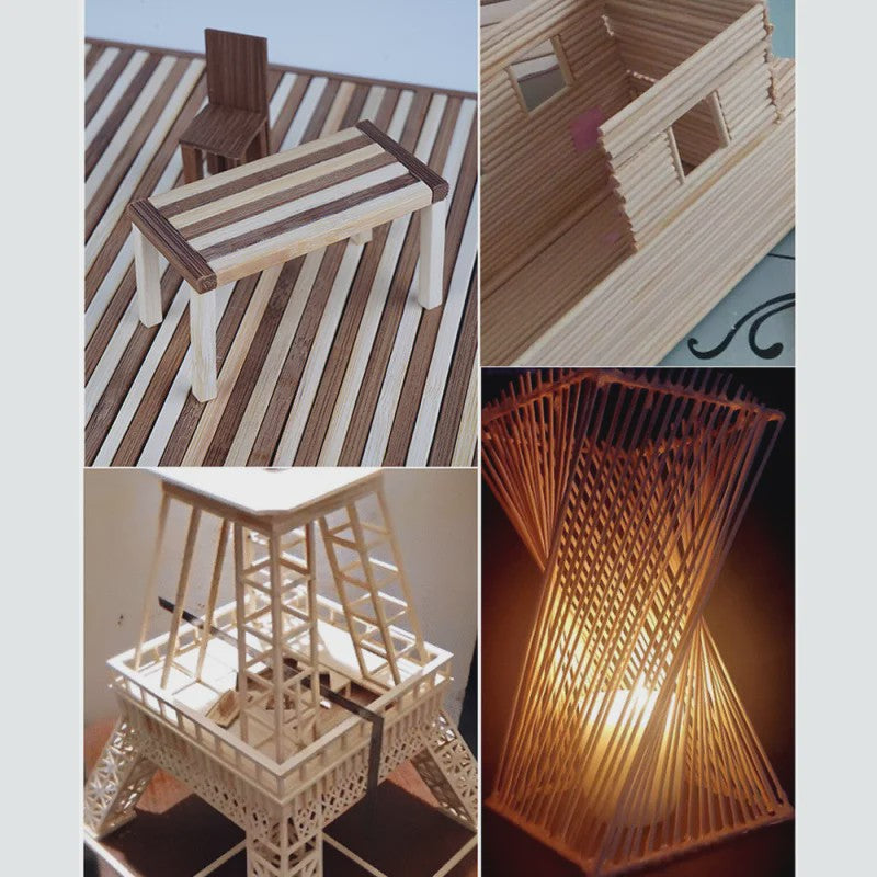 Bamboe Houten Stokjes - DIY Bouwmodel Materiaal voor Ambachten, Meubels en Lantaarns
