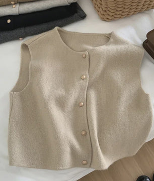 Elegante Gebreide Vest Dames - Mouwloos Vest met Knopen