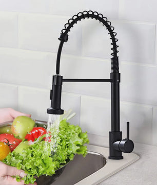 Keukenmengkraan met Uittrekbare Spuitkop - 360° Draaibaar, RVS, Warm & Koud Water
