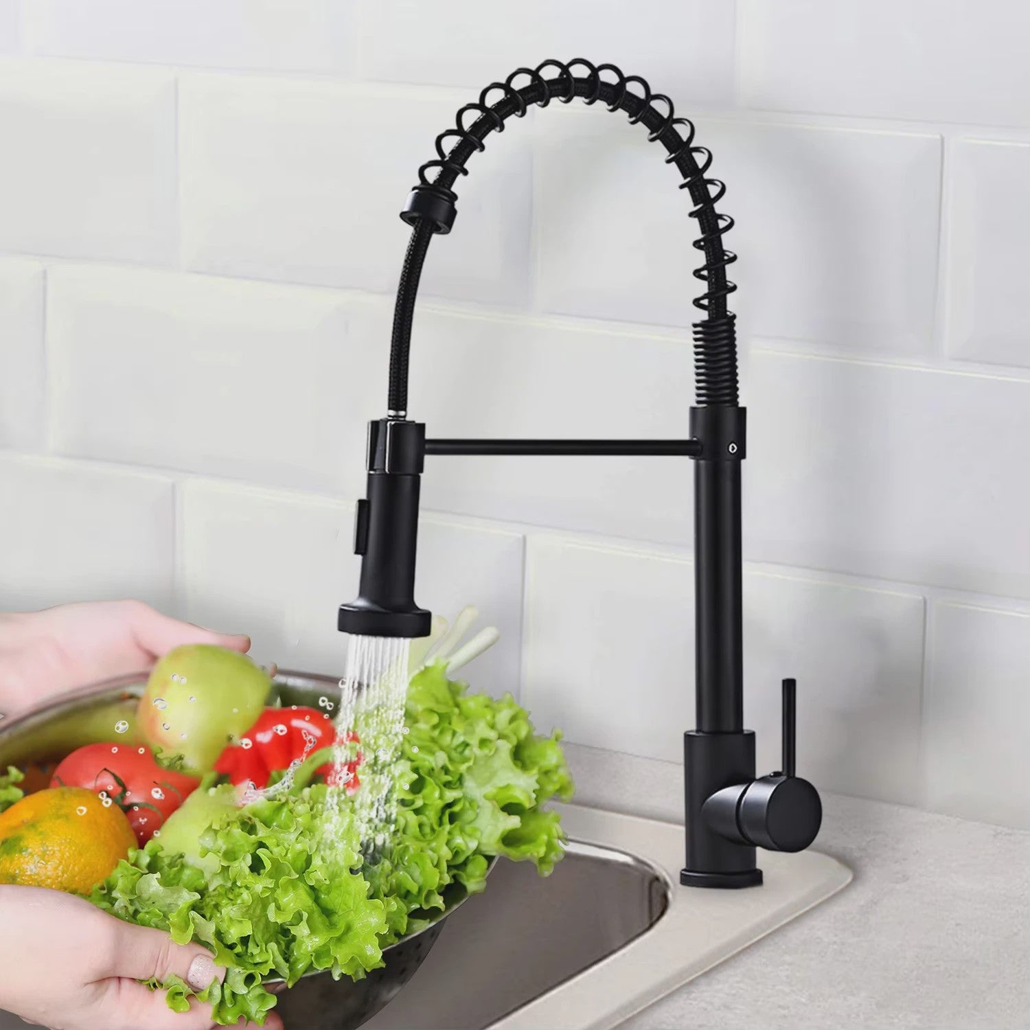 Keukenmengkraan met Uittrekbare Spuitkop - 360° Draaibaar, RVS, Warm & Koud Water