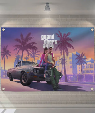 Grand Theft Auto VI Banner - 150x200cm of 60x90cm - Decoratie voor Feest, Camping & Outdoor
