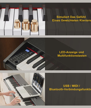 Digitale Piano 88 Toetsen met Hamer Mechaniek, 3 Pedalen en MIDI-USB