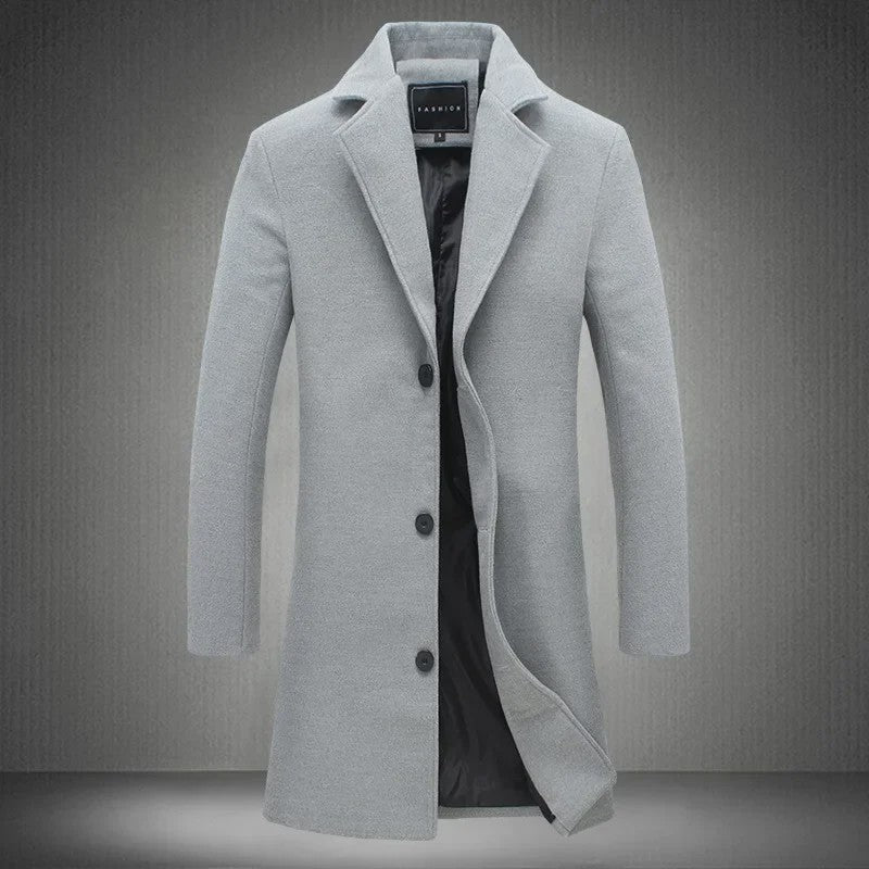 Herentrenchcoat Wolmix - Stijlvolle Lange Winterjas voor Heren