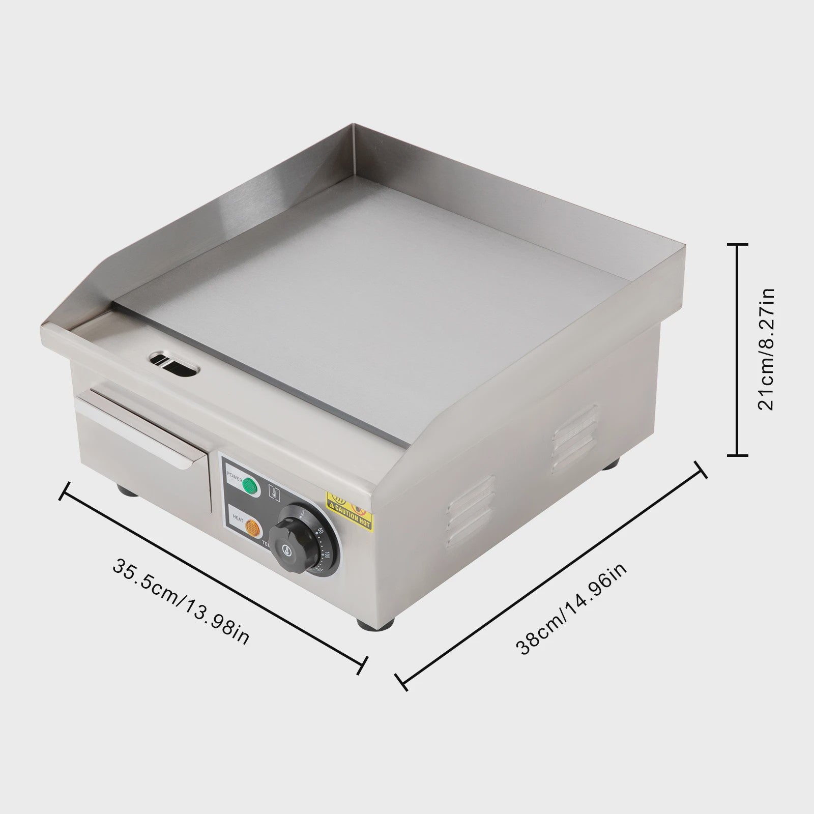 Elektrische Bakplaat 2000W - RVS Teppanyaki Grill met Verstelbare Temperatuur (50-300°C)