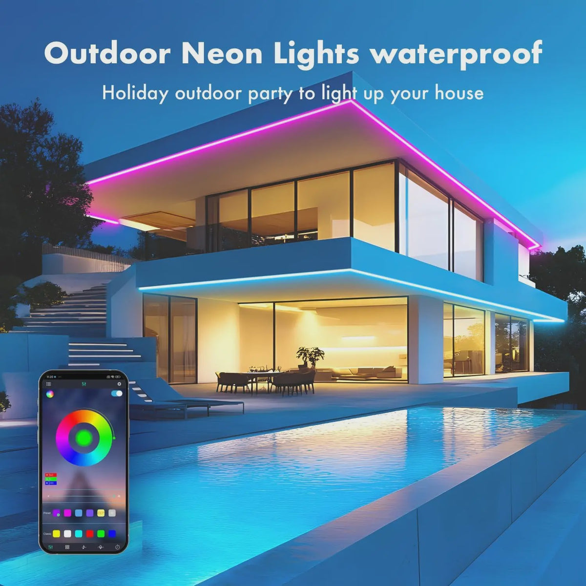 RGB LED Neon Strip Waterdicht met APP & Afstandsbediening - Slimme WIFI & Alexa Compatibel