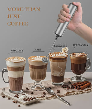 Oplaadbare RVS Melkopschuimer met 2 Snelheden voor Latte, Cappuccino & Espresso