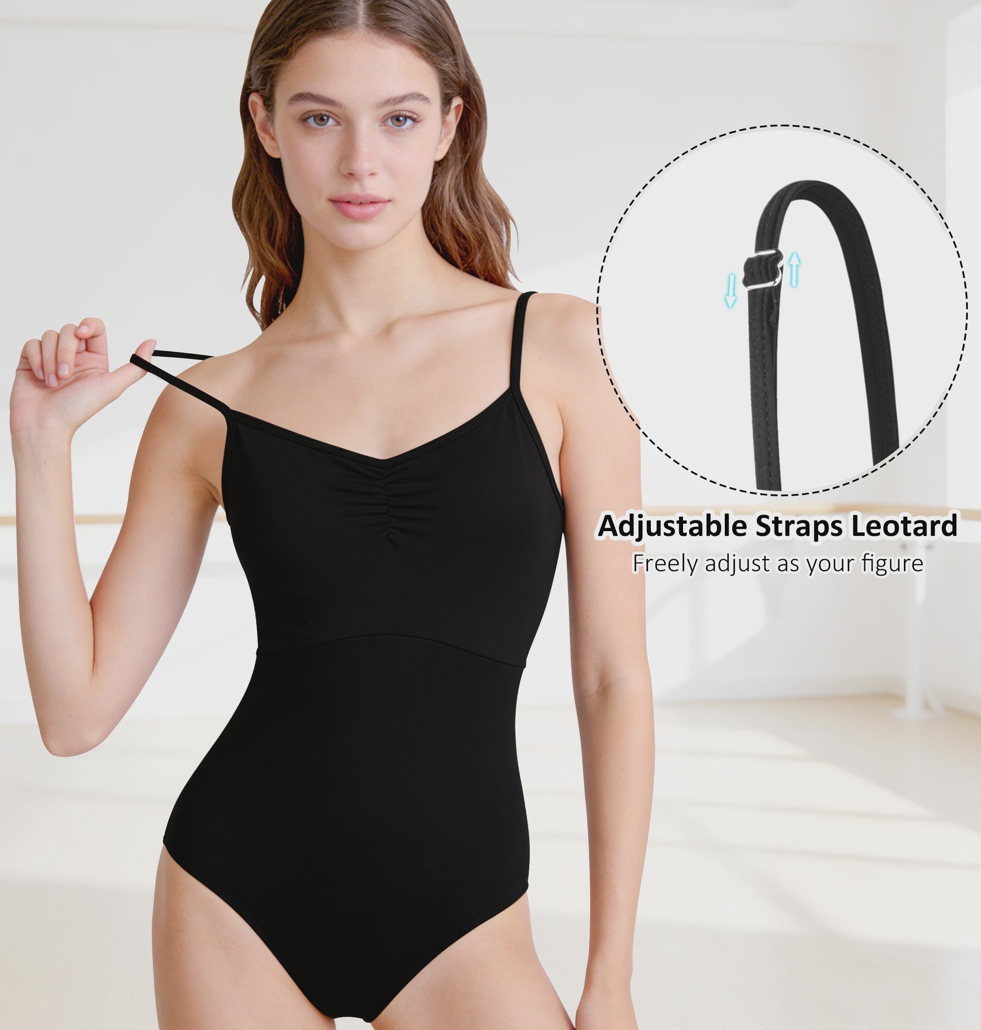 Verstelbaar Dans Leotard Dames met Mesh Rug en Borstvoering - Ballet & Danskleding