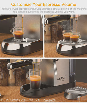 BioloMix Espressomachine 20 Bar RVS met Stoompijpje - Semi-Automatisch