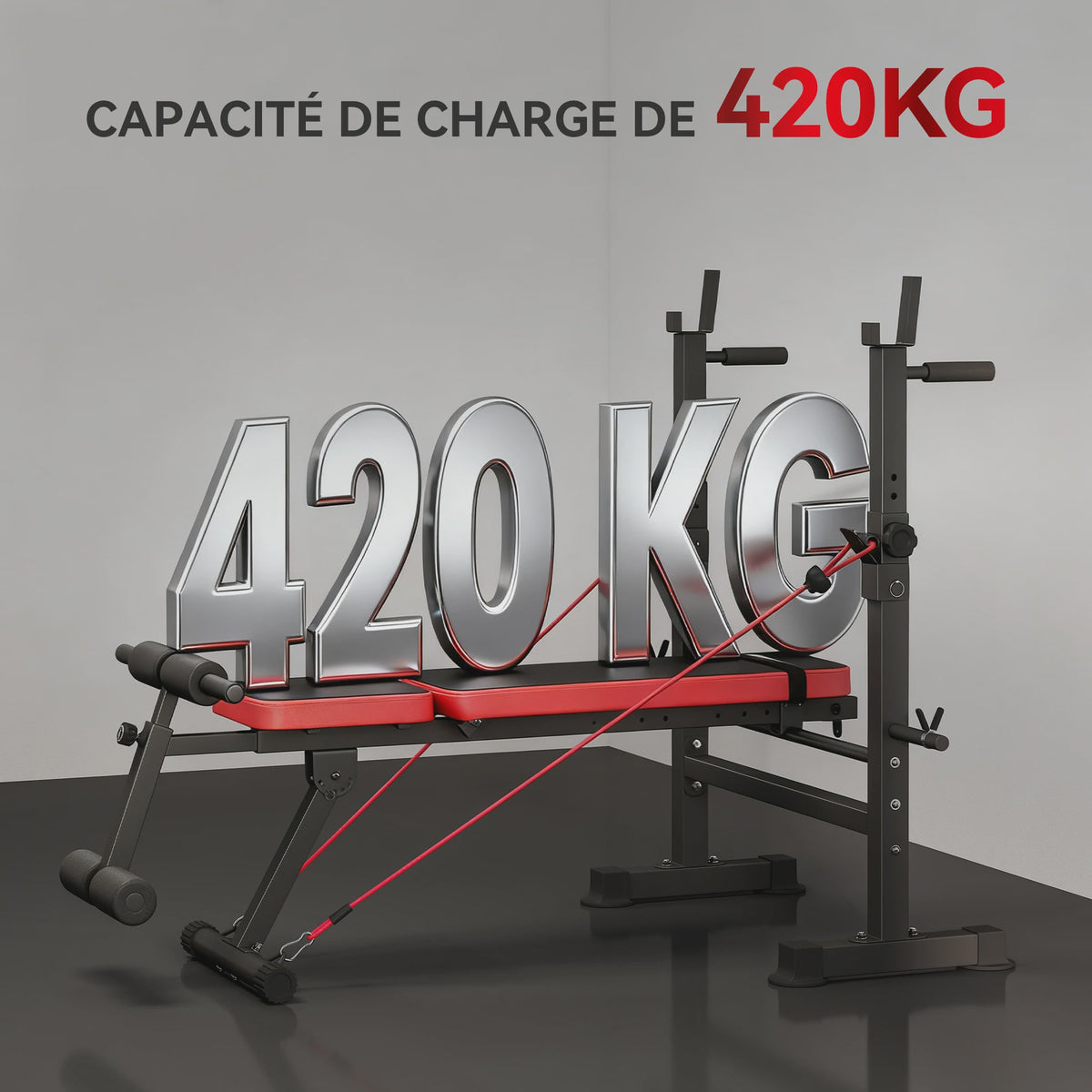 SPORTNOW Multifunctionele Bodybuilding Bank met Verstelbare Rugleuning en Beensteun