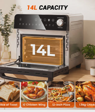14L Mini Oven met Airfryer, Pizzafunctie & 11 Programma's - 1800W