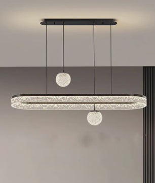 Moderne LED Plafondlamp Hanglamp Ovaal met Kristaldecoratie - Sfeervol Licht voor Woon- en Eetkamer
