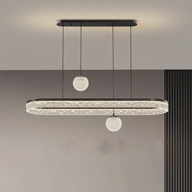Moderne LED Plafondlamp Hanglamp Ovaal met Kristaldecoratie - Sfeervol Licht voor Woon- en Eetkamer