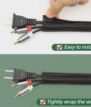 Zwarte PET Kabel Sleeve - Uitbreidbaar, Zelfsluitend & Splitbaar voor Kabelbeheer (3-50mm)