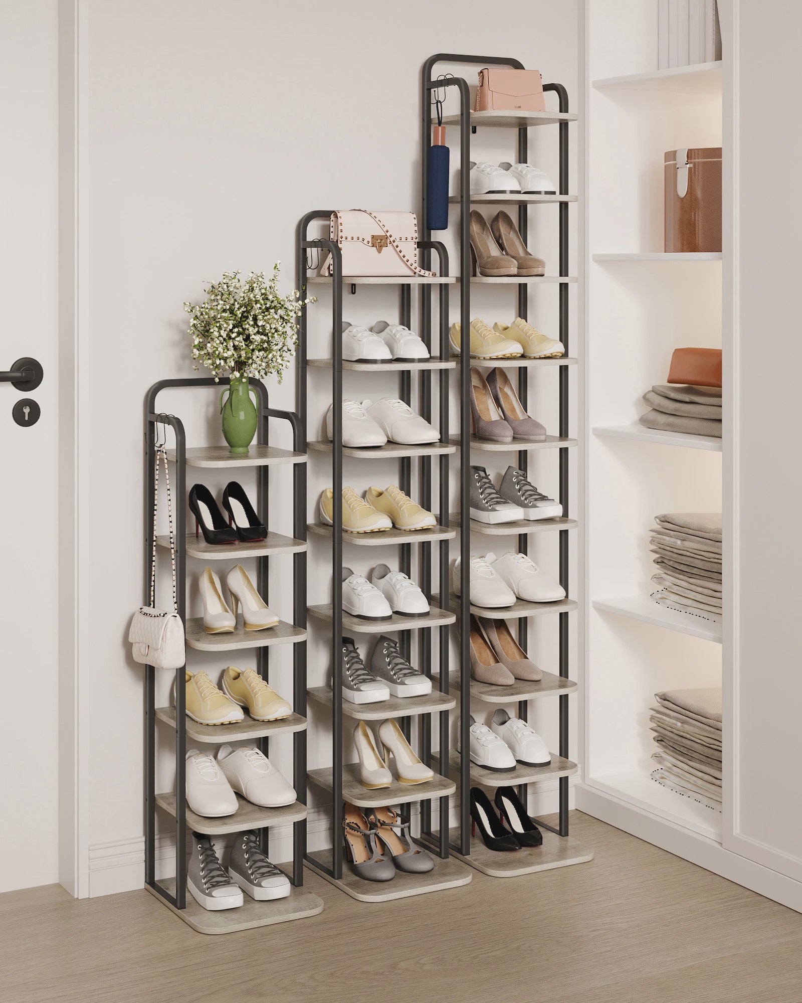 Verticale Schoenendrager Hout - Stijlvolle Schoenen Organizer voor Kleine Ruimtes