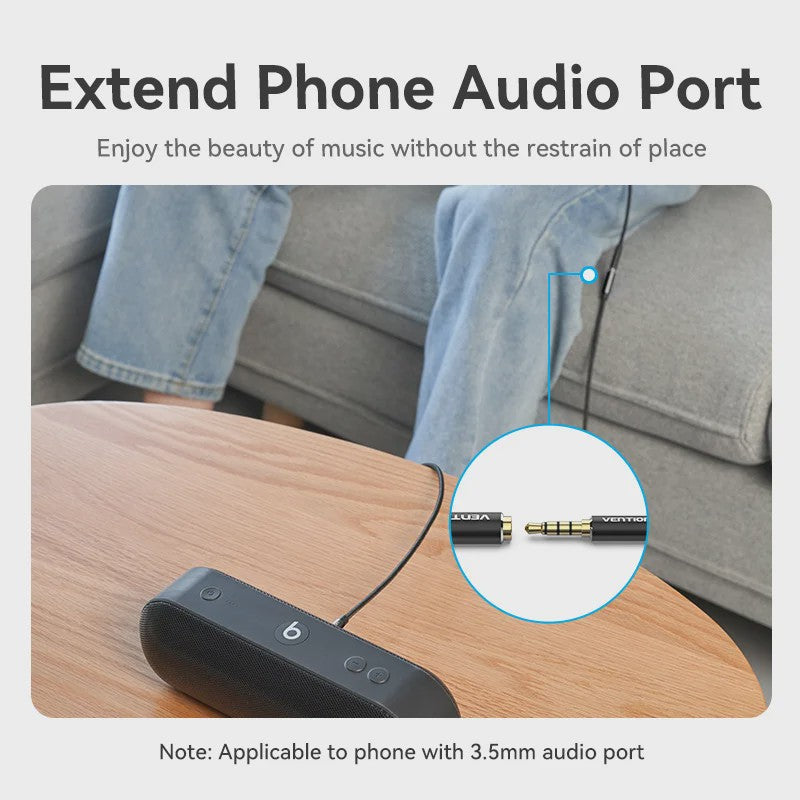 Vention 3.5mm Audio Verlengsnoer - Stereo AUX Kabel voor Koptelefoon, Speaker & Microfoon