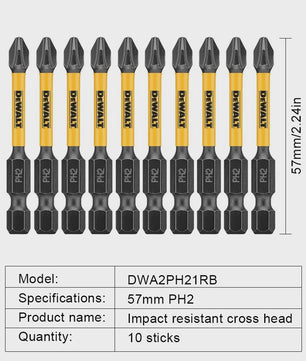 DEWALT PH2 57mm Impact Schroefbits - Set van 2, 5 of 10 stuks