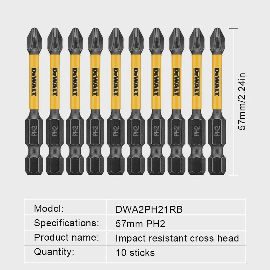 DEWALT PH2 57mm Impact Schroefbits - Set van 2, 5 of 10 stuks