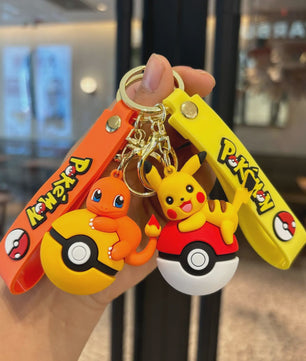 Pokémon Sleutelhanger Set met Pikachu, Eevee & Charmander - Leuke Anime Accessoire voor Tassen & Rugzakken