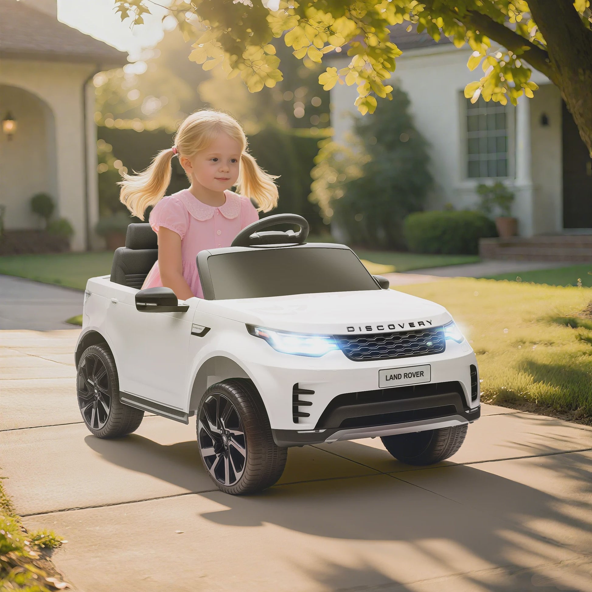 Elektrische Kinderauto Land Rover Discovery 12V - Met Afstandsbediening & 2 Motoren - Wit