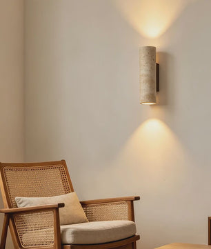 Travertin Wandlamp Cilinder - Sfeervolle Up/Down Light voor Slaapkamer & Woonkamer