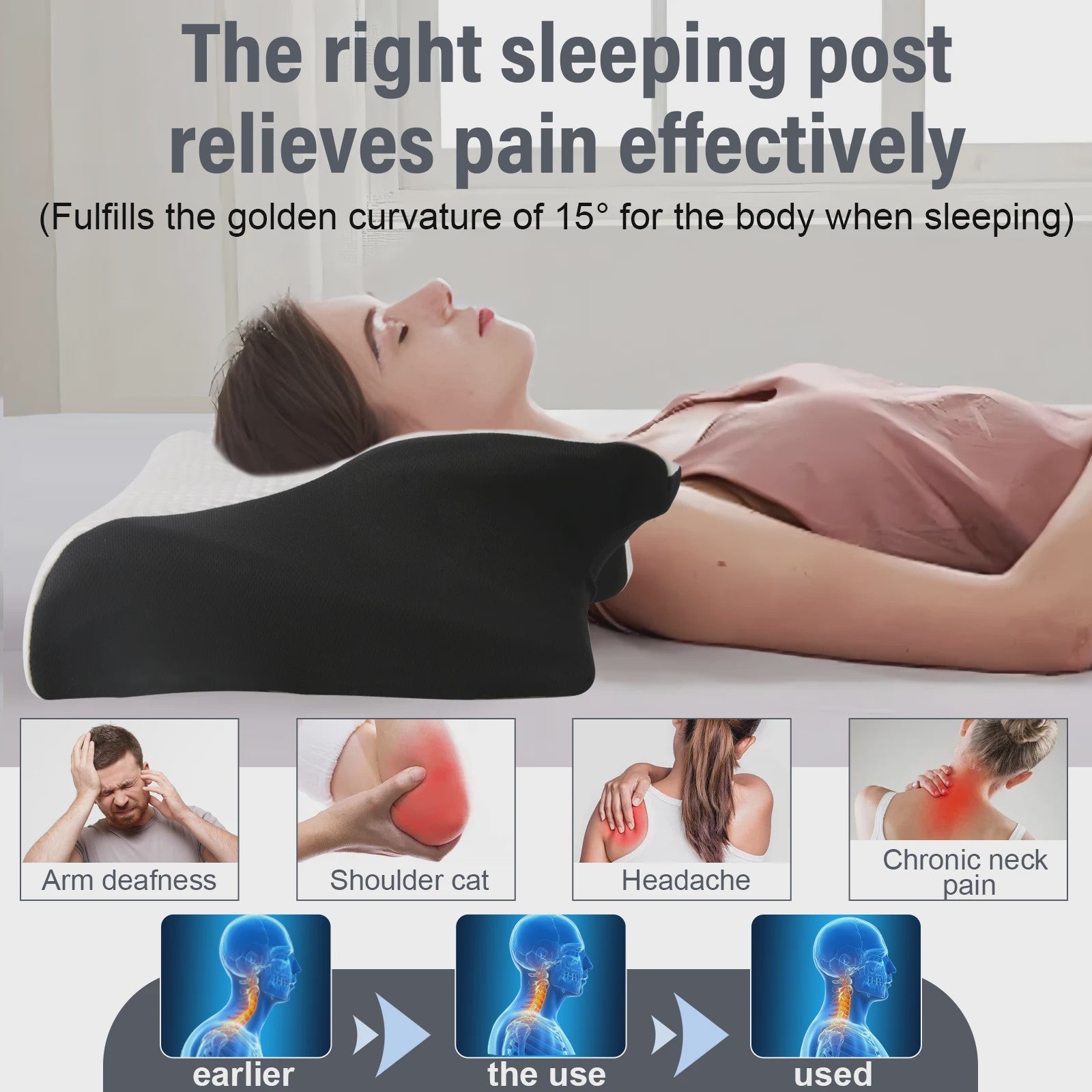 Ergonomisch Neksteun Kussen van Traagschuim - Orthopedisch Ontwerp voor Diepe Slaap