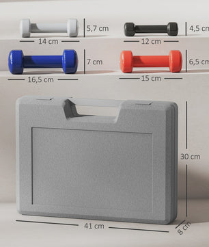HOMCOM Dumbbell Set 10kg met Opbergkoffer - Verstelbaar Gewicht voor Krachttraining
