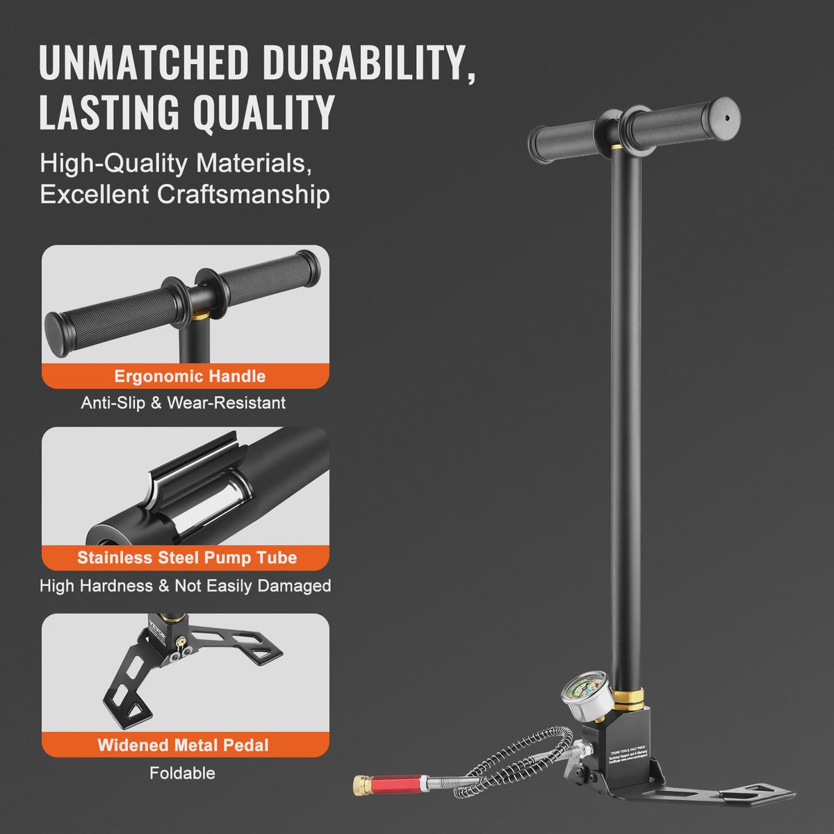 Krachtige 4500PSI PCP Handpomp met Manometer voor Airsoft, Banden en Kajaks