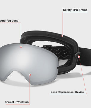 Ski Bril Heren Dames Tieners - UV400 Anti-Condens, Inclusief Optisch Frame & Tas