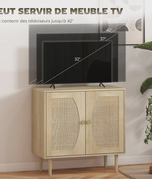Bohemian Buffetkast met Rotan Deuren - Stijlvolle Keukenopberger 80x38x79 cm