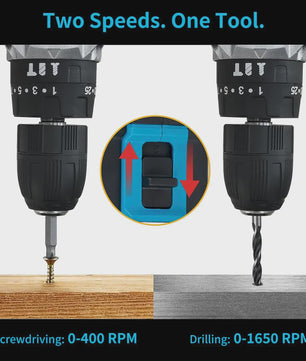 21V Accuboormachine met 45Nm Koppel - Draadloze Schroef- en Klopboormachine met Lithium-Ion Batterij