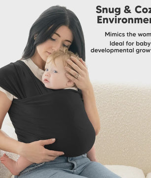 Zachte Baby Draagdoek Zwart - Handsfree & Ergonomisch voor Comfortabel Bonden