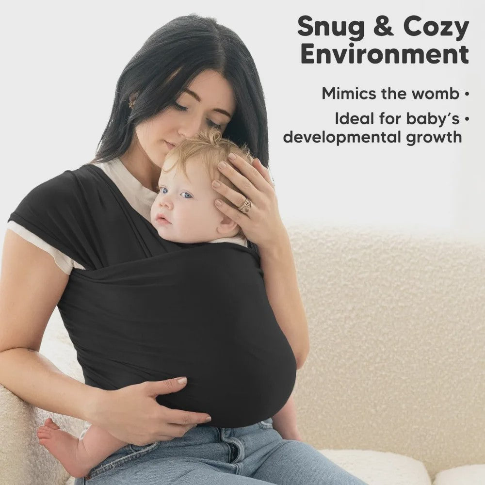 Zachte Baby Draagdoek Zwart - Handsfree & Ergonomisch voor Comfortabel Bonden