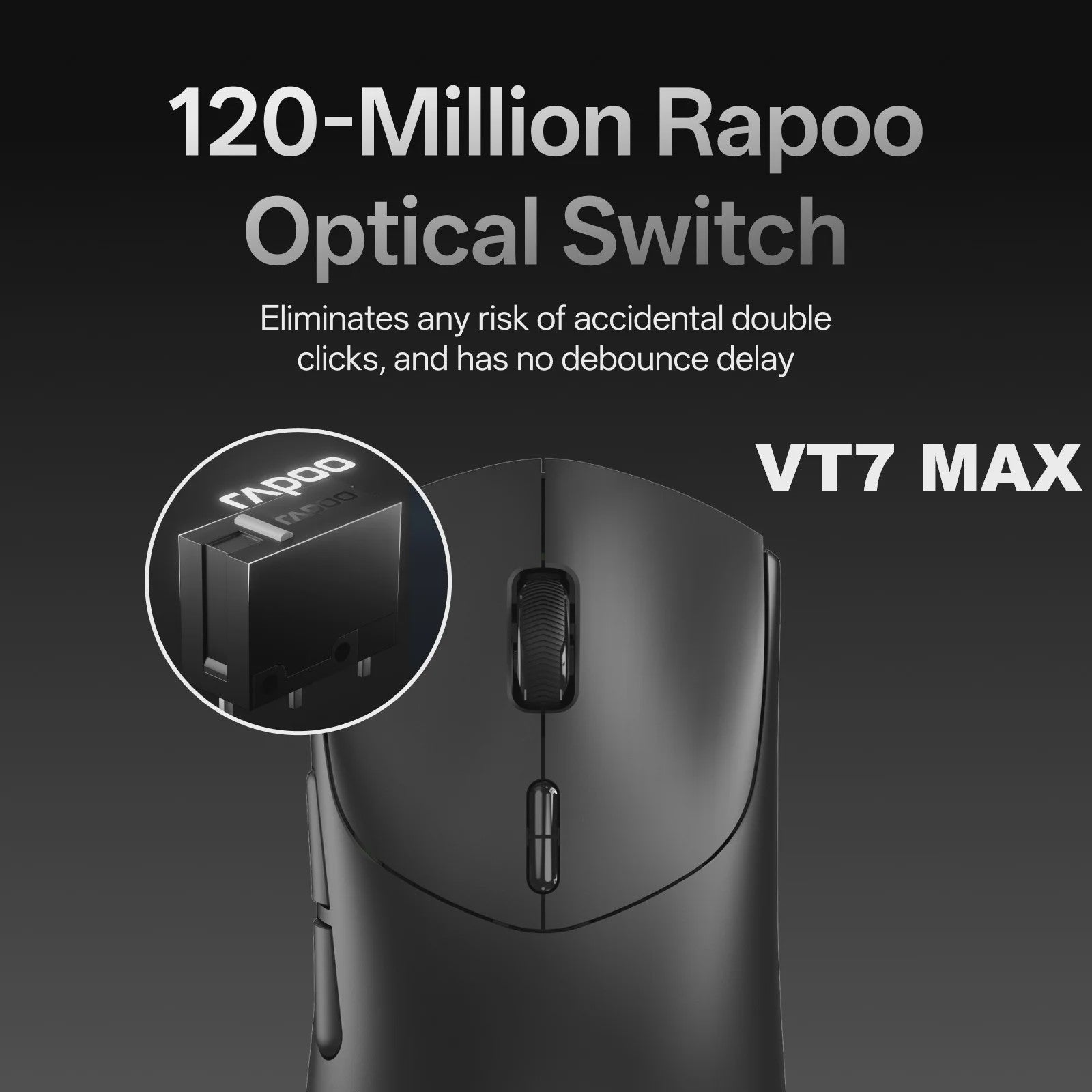 Rapoo VT7 MAX Draadloze Gaming Muis: 8K Polling Rate, Ultralicht & 750u Batterij