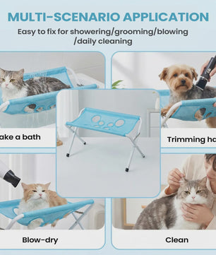 Honden & Katten Verzorgingsstation: Opvouwbaar Mesh Bad & Trimmingsstoeltje