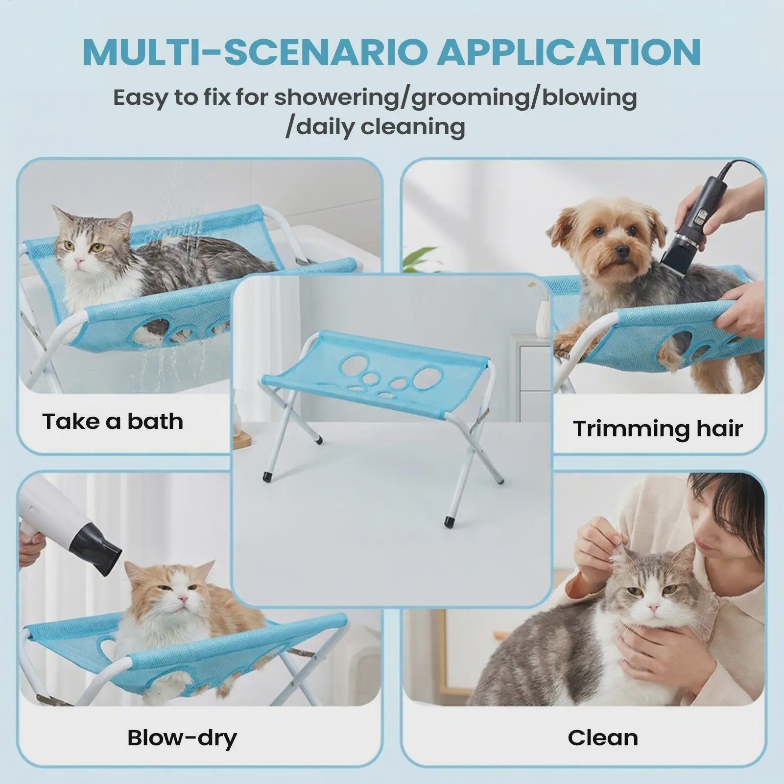 Honden & Katten Verzorgingsstation: Opvouwbaar Mesh Bad & Trimmingsstoeltje