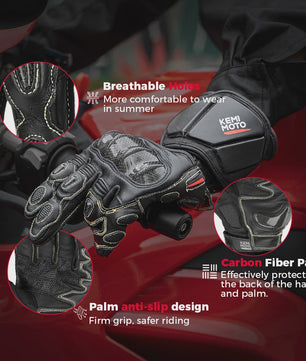 KEMIMOTO Lederen Motorhandschoenen met Kevlar Bescherming - Herfst/Zomer
