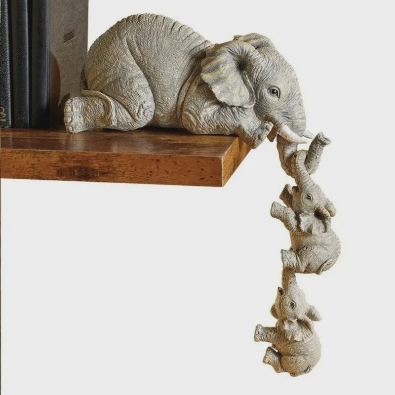 Schattige Olifanten Familie Figuur - 3-delige Resin Decoratie voor Aan de Rand
