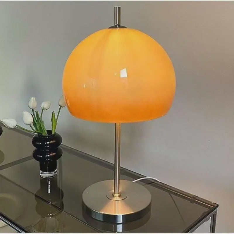 Retro Vloerlamp Mushroom Glas Gradient Oranje - Bauhaus Sfeerlamp voor Woonkamer & Slaapkamer