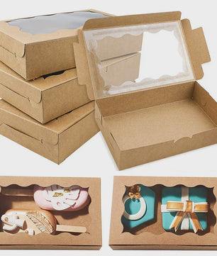 Set van 10/20 Kraft Papieren Doosjes met Venster voor Gebak, Chocolade & Cadeaus