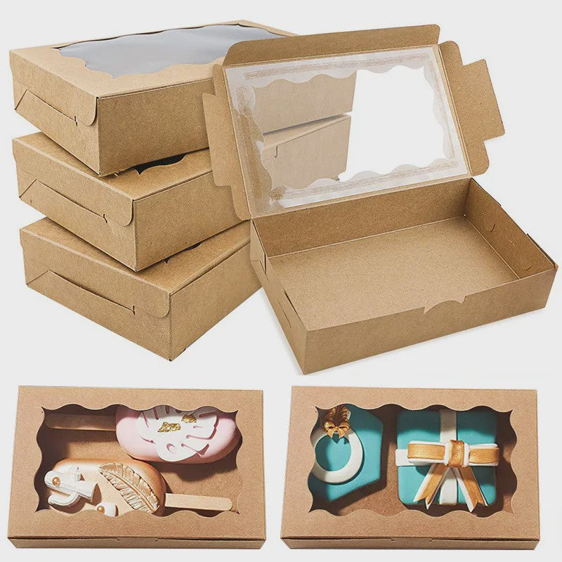Set van 10/20 Kraft Papieren Doosjes met Venster voor Gebak, Chocolade & Cadeaus