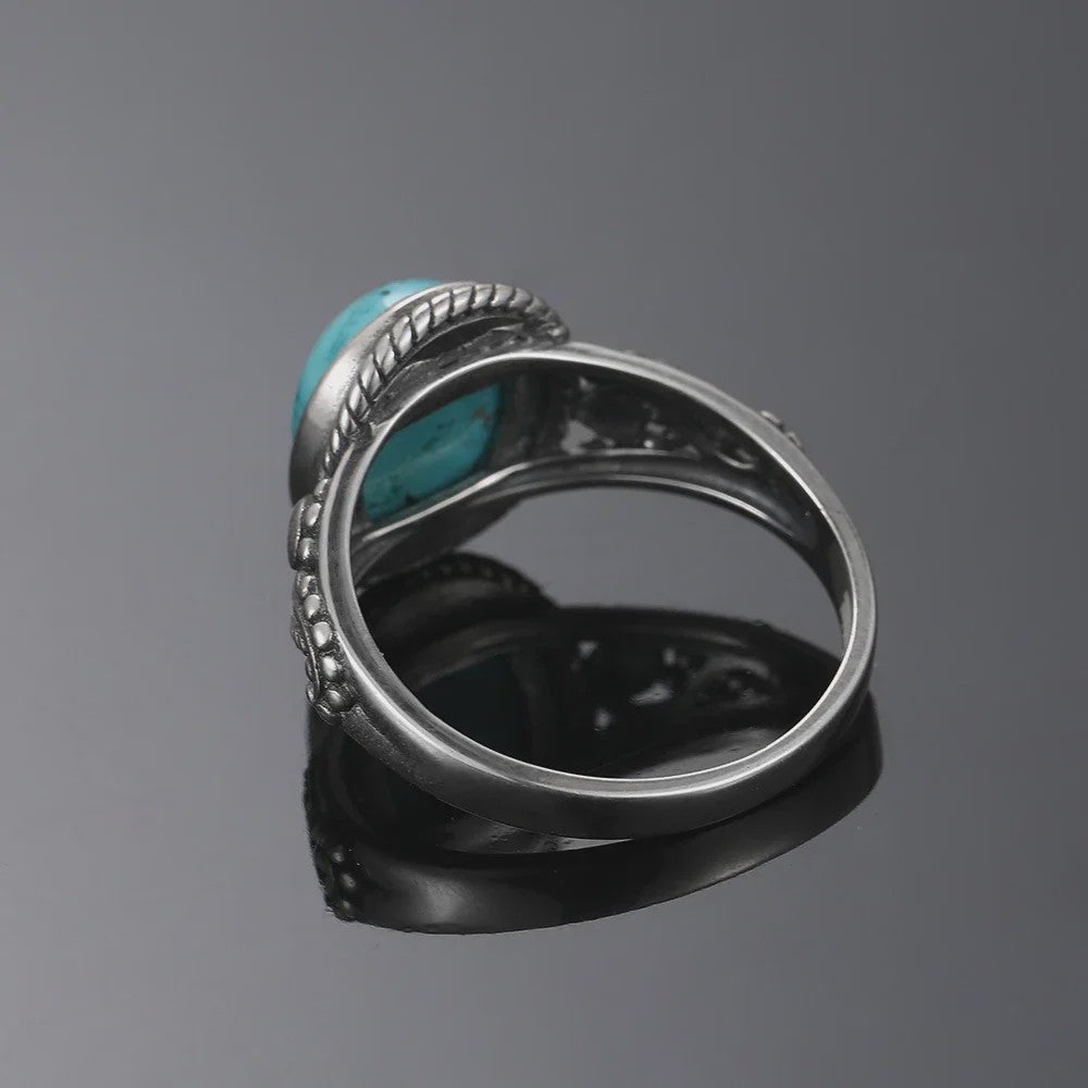 S925 Zilveren Ring met Ovaal Natuurlijke Turkoois - Fijne Sieraden voor Dames en Heren
