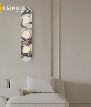Luxe Marmeren Wandlamp met LED en Natuursteen - Sfeervolle Verlichting voor Woonkamer, Hal of Slaapkamer