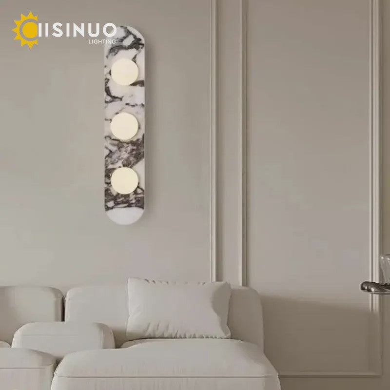 Luxe Marmeren Wandlamp met LED en Natuursteen - Sfeervolle Verlichting voor Woonkamer, Hal of Slaapkamer