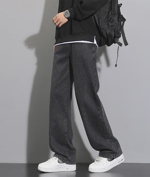 Klassieke Heren Jeans met Wijde Pijpen - Casual Denim Broek in Lichtblauw, Grijs & Zwart