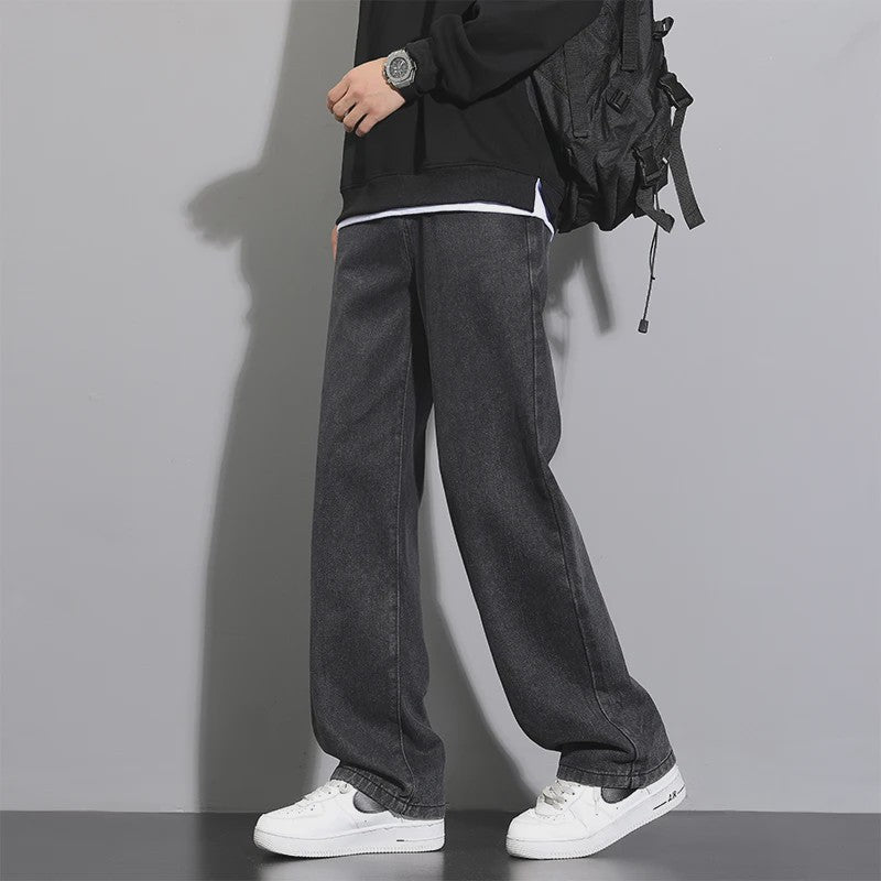 Klassieke Heren Jeans met Wijde Pijpen - Casual Denim Broek in Lichtblauw, Grijs & Zwart