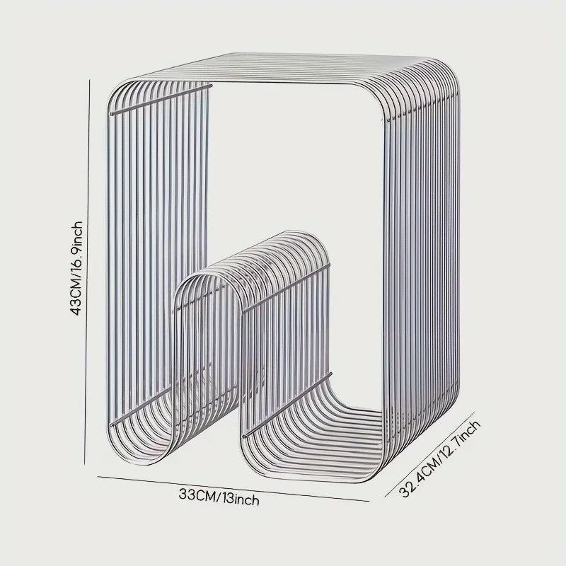 Scandinavische Metalen Bijzettafel - Minimalistisch Design met Boek- en Tijdschriftenopslag