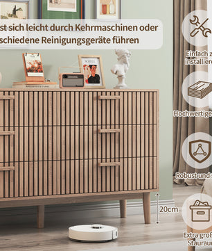 Nordic Stijl Ladekast met 6 Laden - Licht Hout Sideboard Meubel